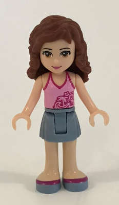 Friends Olivia (Light Nougat) - Sand Blue Skirt, Bright Pink Top with Magenta Trim – ПРИЯТЕЛИ