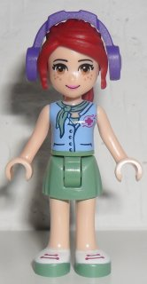 Friends Mia - Sand Green Skirt, Medium Blue Top with Red Cross Logo and Scarf, Dark Purple Headphones – ПРИЯТЕЛИ