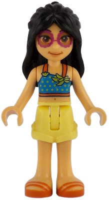 Friends Liann - Dark Azure Top, Bright Light Yellow Shorts, Reddish Orange Sandals – ПРИЯТЕЛИ