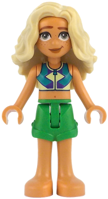 Friends Sage - Dark Turquoise, Yellowish Green and Dark Purple Sleeveless Top, Bright Green Shorts, Bare Feet – ПРИЯТЕЛИ