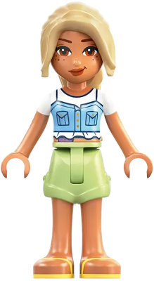Friends Sara - Bright Light Blue Top, Ostomy Bag, Yellowish Green Shorts, Bright Light Yellow Sandals – ПРИЯТЕЛИ