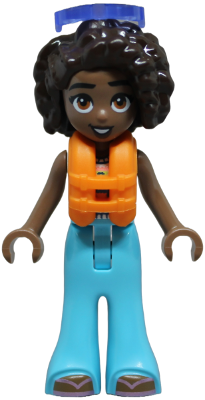 Friends Aliya - White Crochet Top, Medium Azure Trousers Bell-Bottoms, Metallic Pink Flip Flops, Orange Life Jacket, Trans-Purple Sunglasses – ПРИЯТЕЛИ