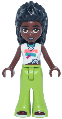 Friends Elsa D - White Knotted Sleeveless Shirt, Lime Trousers Bell-Bottoms, Dark Red Shoes – ПРИЯТЕЛИ