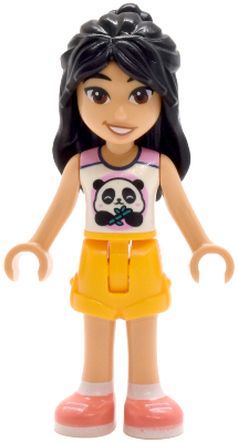 Friends Liann - White Top with Panda, Bright Light Orange Shorts, Coral Shoes – ПРИЯТЕЛИ