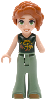Friends Autumn - Dark Green Top with Mushrooms, Sand Green Trousers Bell-Bottoms, Medium Nougat Shoes – ПРИЯТЕЛИ