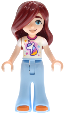 Friends Paisley - White Unicorn T-shirt, Bright Light Blue Trousers Bell-Bottoms, Orange Shoes – ПРИЯТЕЛИ