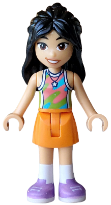 Friends Liann - Lime, Coral and Medium Azure Tank Top, Orange Skirt, Medium Lavender Shoes – ПРИЯТЕЛИ