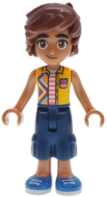 Friends Leo - Bright Light Orange Sleeveless Shirt, Dark Blue Cropped Trousers, Blue Shoes – ПРИЯТЕЛИ