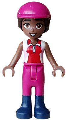 Friends Aliya - Bright Pink, Red and White Sleeveless Shirt, Magenta Trousers, Dark Blue Boots, Magenta Horse Riding Helmet – ПРИЯТЕЛИ