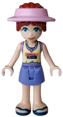 Friends Paisley - Bright Light Yellow and Medium Lavender Tank Top, Blue Violet Skirt, Dark Blue Sandals, Bright Pink Suncap – ПРИЯТЕЛИ