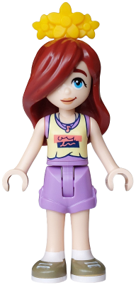 Friends Paisley - Bright Light Yellow and Medium Lavender Tank Top, Medium Lavender Shorts, Dark Tan Shoes, Bright Light Orange Flower Tiara – ПРИЯТЕЛИ