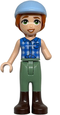 Friends Autumn - Blue Tied Flannel Vest, Sand Green Trousers, Dark Brown Boots, Bright Light Blue Horse Riding Helmet – ПРИЯТЕЛИ