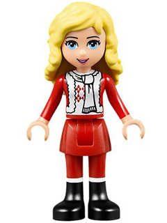 Friends Ewa - Red Skirt and Black Boots, Red and White Holiday Top with Scarf – ПРИЯТЕЛИ