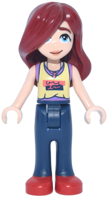 Friends Paisley - Bright Light Yellow and Medium Lavender Tank Top, Dark Blue Trousers with Red Shoe – ПРИЯТЕЛИ