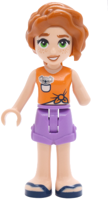 Friends Autumn - Orange Sleeveless Top, Medium Lavender Shorts Folded Hem, Dark Blue Sandals – ПРИЯТЕЛИ