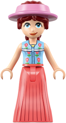 Friends Paisley - Medium Blue Vest, Coral Skirt Full Length Pleated, Bright Pink Sun Cap – ПРИЯТЕЛИ