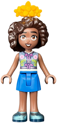 Friends Aliya - Sand Blue Vest, Blue Skirt, Metallic Light Blue Shoes, Bright Light Orange Flower Ti – ПРИЯТЕЛИ