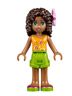 Friends Andrea - Lime Shorts, Bright Light Orange Top with Music Notes, Flower – ПРИЯТЕЛИ