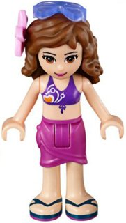 Friends Olivia (Light Nougat) - Magenta Wrap Skirt, Dark Purple Bikini Top, Flower, Sunglasses – ПРИЯТЕЛИ