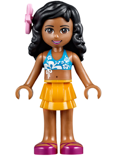 Friends Kate - Bright Light Orange Layered Skirt, Dark Azure Bikini Top, Flower – ПРИЯТЕЛИ