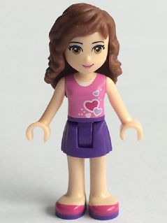 Friends Olivia (Light Nougat) - Dark Purple Skirt, Dark Pink Top with Hearts and White Undershirt – ПРИЯТЕЛИ
