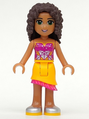 Friends Andrea - Bright Light Orange Asymmetric Skirt with Magenta Fringe, Magenta Top with White Geometric Heart – ПРИЯТЕЛИ