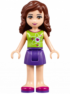 Friends Olivia (Light Nougat) - Dark Purple Skirt, Lime Top with Heart Electron Orbitals – ПРИЯТЕЛИ