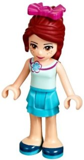 Friends Mia - Medium Azure Layered Skirt, Light Aqua Top with Flower, Magenta Bow – ПРИЯТЕЛИ