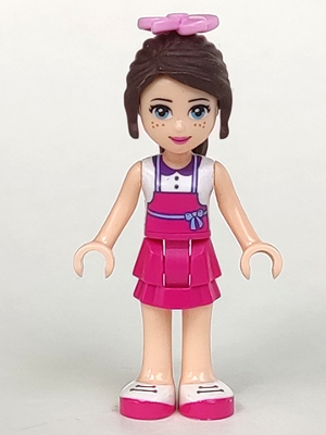 Friends Naomi (Light Nougat) - White Top with Magenta Apron, Magenta Skirt, Bright Pink Flower – ПРИЯТЕЛИ