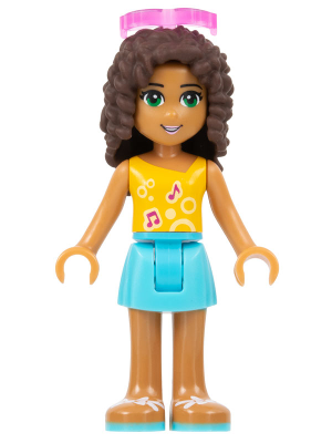 Friends Andrea - Medium Azure Skirt, Bright Light Orange Top with Music Notes, Sunglasses – ПРИЯТЕЛИ