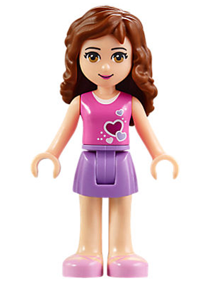 Friends Olivia (Light Nougat) - Medium Lavender Skirt, Dark Pink Top with Hearts and White Undershirt – ПРИЯТЕЛИ