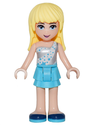 Friends Stephanie - Medium Azure Layered Skirt, White One Shoulder Top with Stars – ПРИЯТЕЛИ