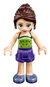 Friends Naomi (Light Nougat) - Lime Halter Top with Dark Green Dots, Dark Purple Shorts, Sand Blue Shoes – ПРИЯТЕЛИ