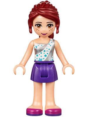 Friends Mia - Dark Purple Skirt, White One Shoulder Top with Stars – ПРИЯТЕЛИ