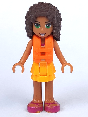 Friends Andrea - Bright Light Orange Layered Skirt, Tan Top with Bright Light Orange Chevron Stripes, Life Jacket – ПРИЯТЕЛИ