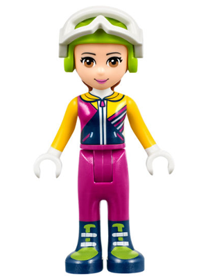 Friends Olivia (Light Nougat) - Magenta Trousers, Ski Jacket, Helmet, Goggles – ПРИЯТЕЛИ