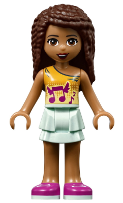 Friends Andrea - Light Aqua Layered Skirt, Bright Light Orange Top with Winged Music Notes – ПРИЯТЕЛИ