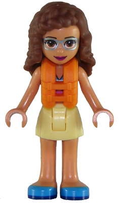 Friends Olivia (Nougat) - Bright Light Yellow Skirt, Dark Pink and Dark Azure Swimsuit Top, Life Jacket – ПРИЯТЕЛИ