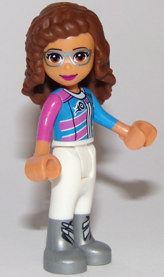 Friends Olivia (Nougat) - White Trousers, Dark Pink and Dark Azure Racing Jacket – ПРИЯТЕЛИ