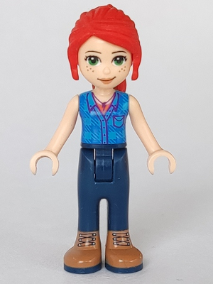 Friends Mia - Dark Blue Trousers, Dark Azure Plaid Shirt, Red Ponytail – ПРИЯТЕЛИ