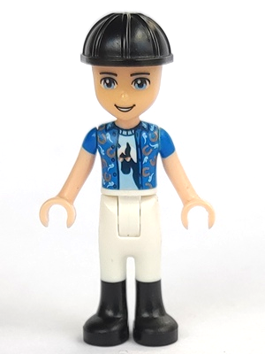 Friends Zack - White Riding Pants, Blue Shirt over Medium Blue T-Shirt, Black Construction Helmet – ПРИЯТЕЛИ