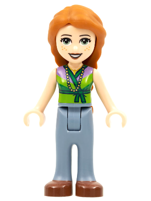 Friends Ann - Sand Blue Trousers, Lime Top with Necklace – ПРИЯТЕЛИ