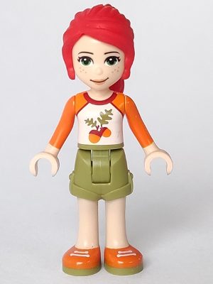 Friends Mia - Olive Green Shorts, White Top with Orange Sleeves and Acorns – ПРИЯТЕЛИ