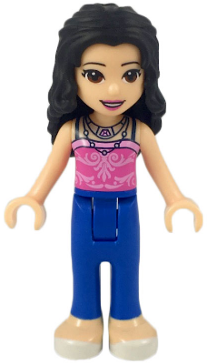 Friends Emma - Blue Trousers, Dark Pink Top with Bright Pink Filigree, 2 Necklaces – ПРИЯТЕЛИ