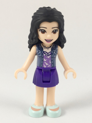 Friends Emma - Dark Purple Skirt, Medium Lavender Top with White Birds, Sand Blue Vest – ПРИЯТЕЛИ