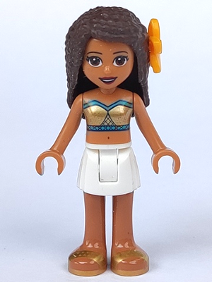 Friends Andrea - White Skirt, Dark Turquoise and Gold Swimsuit Tube Top, Flower – ПРИЯТЕЛИ