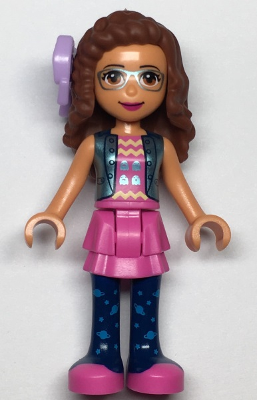 Friends Olivia (Nougat) - Dark Pink Skirt and Dark Blue Leggings, Dark Pink Top, Blue Jacket, Bow – ПРИЯТЕЛИ