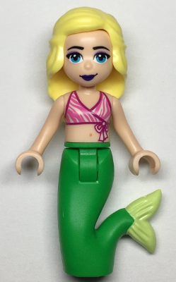 Friends Chloe - Dark Pink and White Swimsuit Top, Bright Green Mermaid Hips and Tail – ПРИЯТЕЛИ