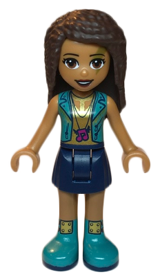 Friends Andrea - Dark Blue Skirt, Dark Turquoise Vest and Music Notes Necklace Top – ПРИЯТЕЛИ