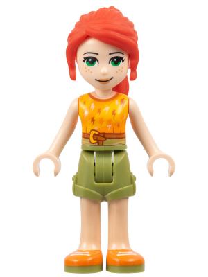 Friends Mia - Olive Green Shorts, Orange and Bright Light Orange Top with Lightning Bolts, Orange Shoes – ПРИЯТЕЛИ